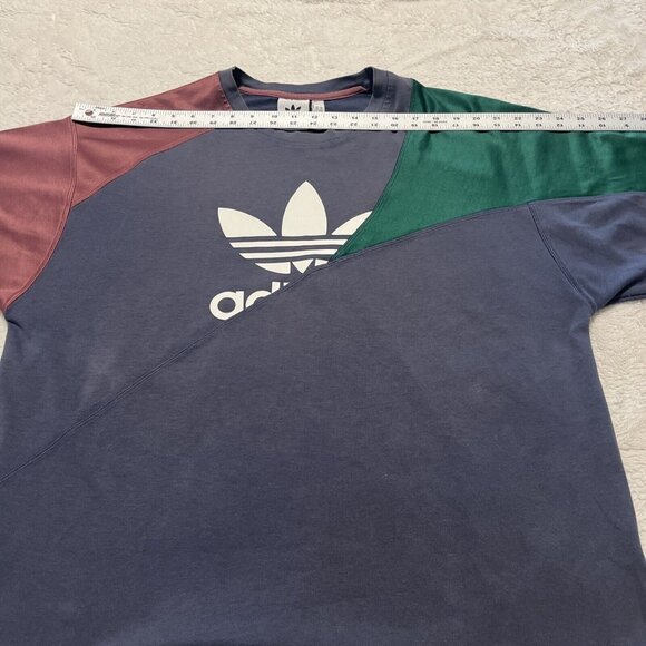 Adidas Originals M Trefoil Bold Club Spliced Tricolor Tee Blue Green Red Shirt - Picture 6 of 13